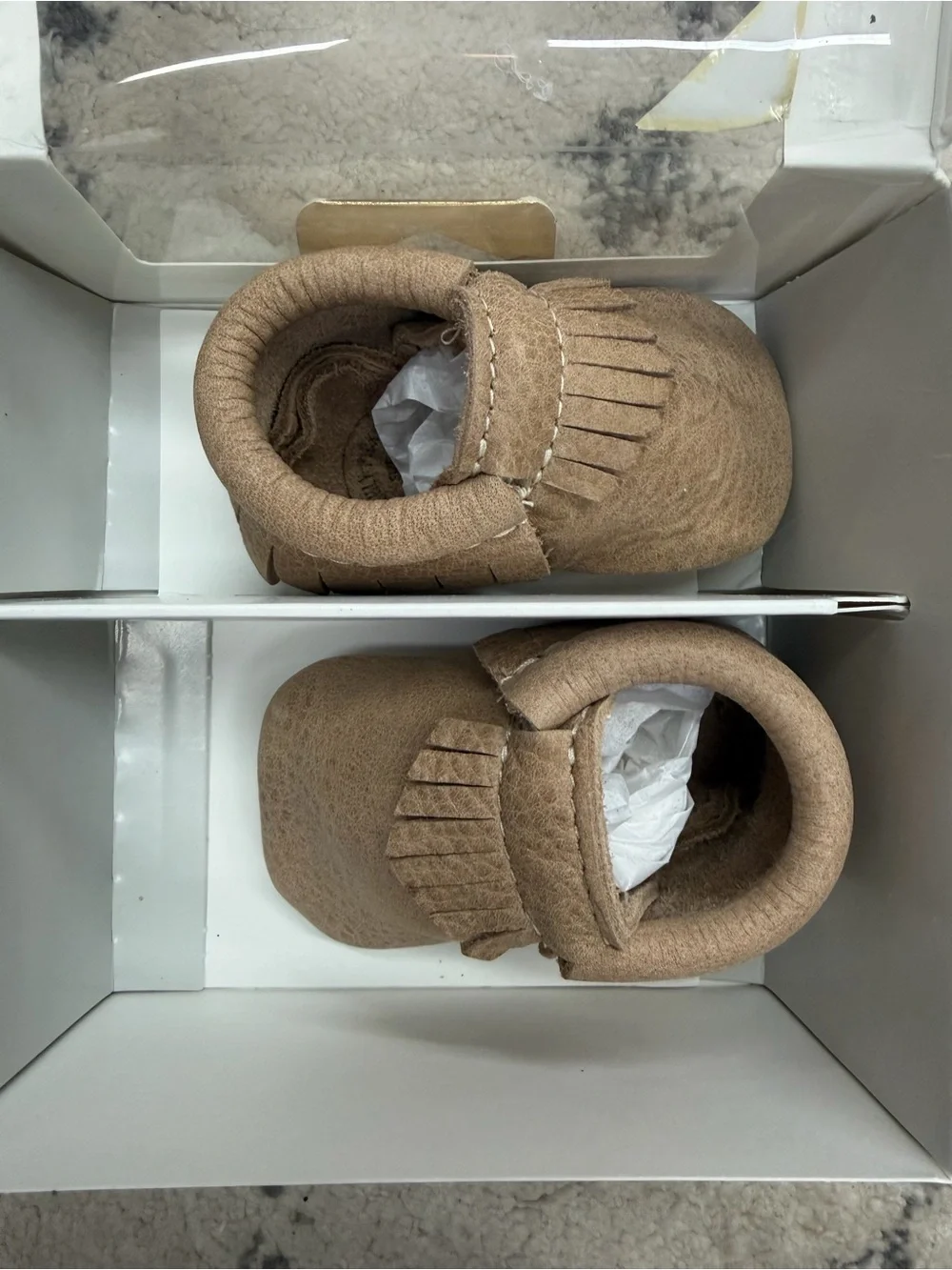 Freshly Picked Tan Fringe Baby Moccasins